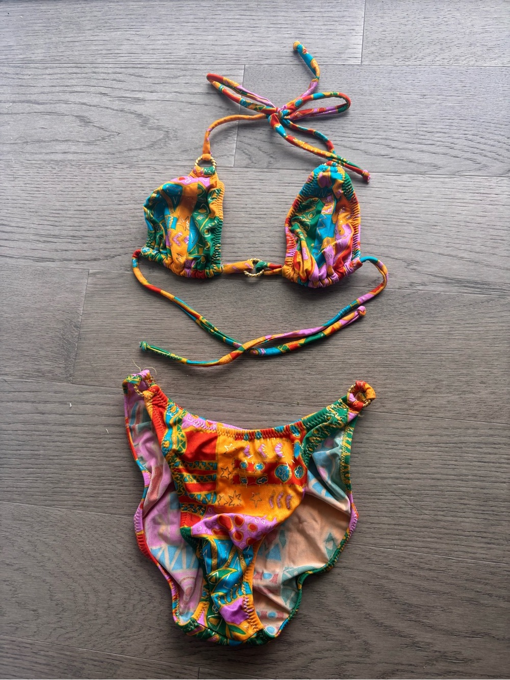 Darling Multicolor Orange Pink Green Blue Patchwork Bikini